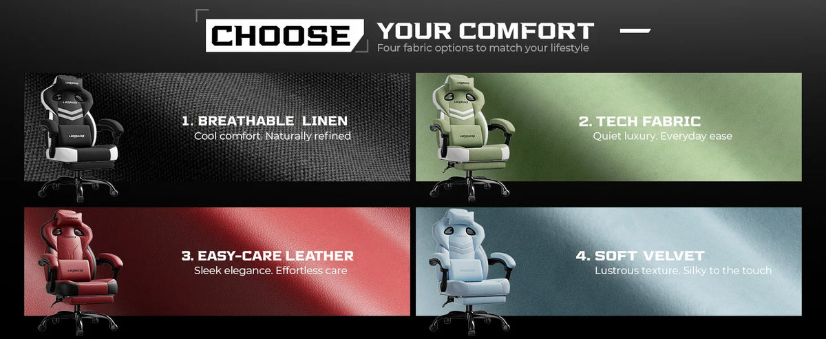 LUCK RACER Gaming Chair Ergonomic Office Chair with Connected Armrests, Memory Foam Cushion, Adjustable Reclining Backrest, Footrest
