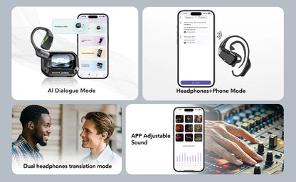 AI Translator Earbuds Erazer XP6 Wireless Bluetooth Gaming Headphones – Waterproof AI Translation Earbuds with APP Control, Deep Bass Sound & Microphone