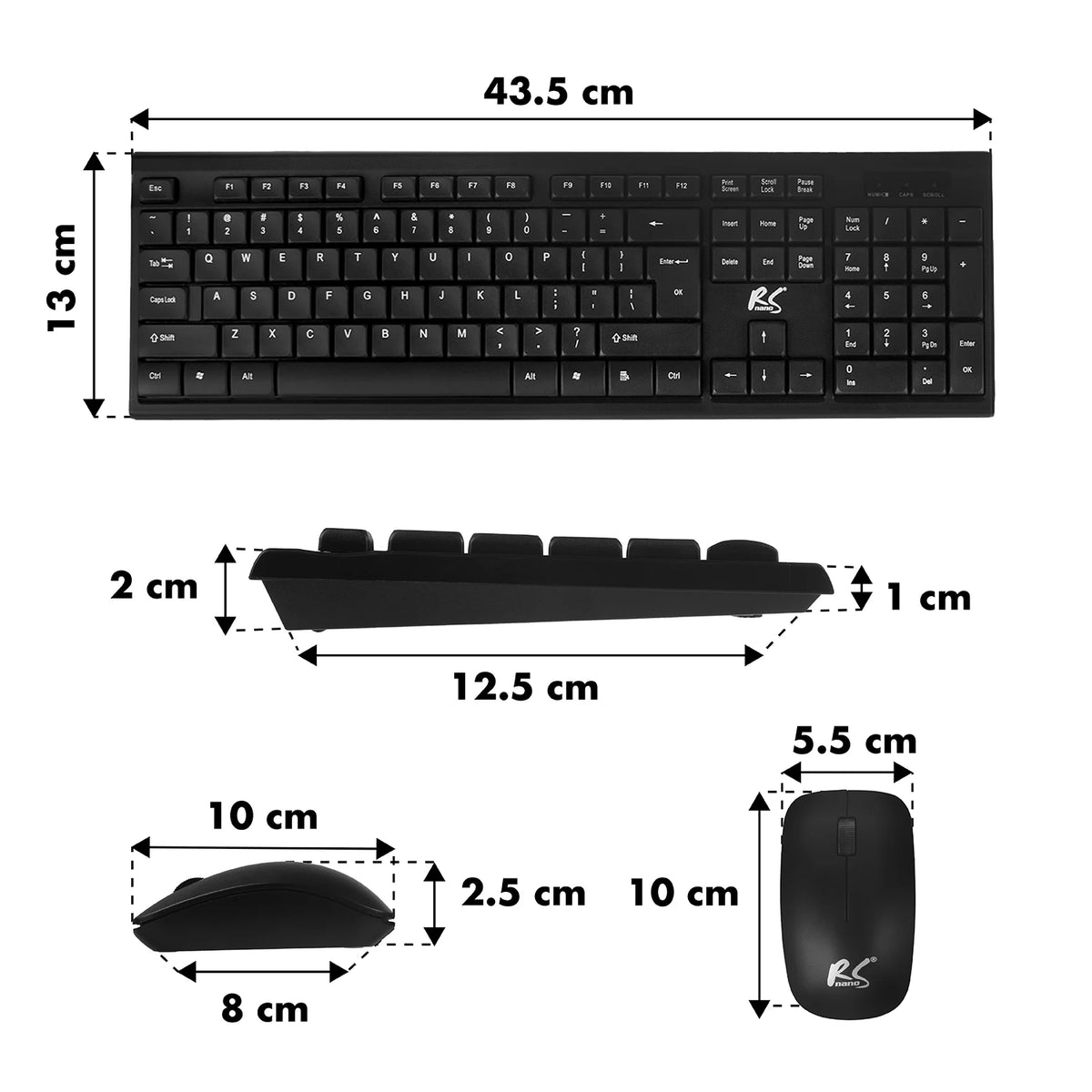 QWERTY NanoRS RS580 wireless keyboard and mouse kit