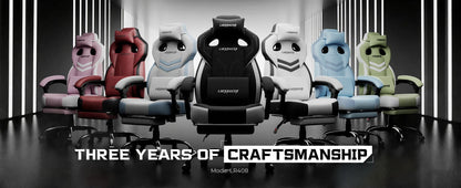 LUCK RACER Gaming Chair Ergonomic Office Chair with Connected Armrests, Memory Foam Cushion, Adjustable Reclining Backrest, Footrest