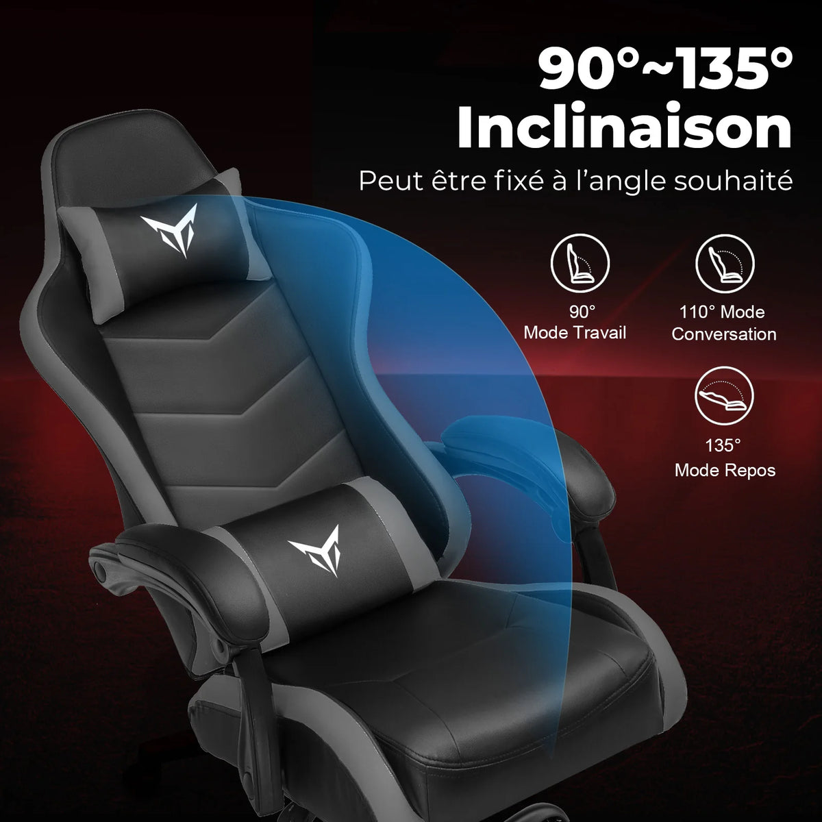 GTPLAYER Gaming Chair XGC02 Ergonomic Gaming Chair with Adjustable Height, Armrests, Footrest, Comfortable Office Computer Chair