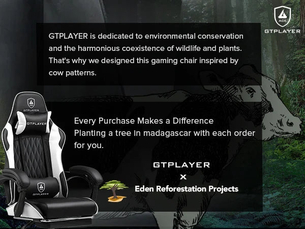 GTPLAYER Gaming Chair Ergonomic Office Chair with Footrest, Adjustable Lumbar Support, Reclining Gamer Chair, 150kg Heavy Duty Computer Chair