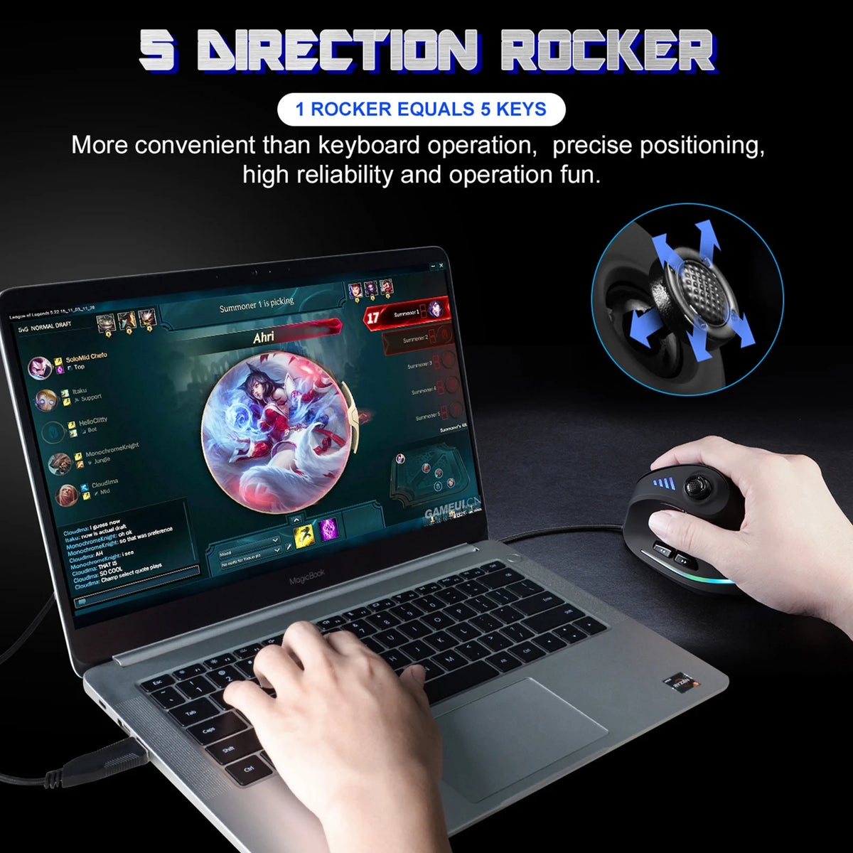 ZELOTES C18 Wired Vertical Ergonomic Gaming Mouse, 10000 DPI RGB Programmable Laser Mouse with 11 Buttons for PC Computer