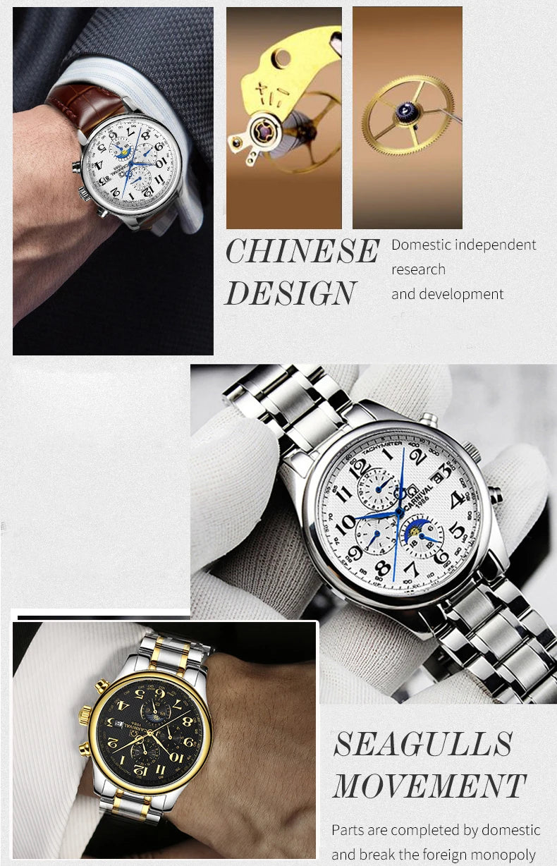 Reloj mecánico automático para hombre en acero inoxidable Case Shape: Redondo Case