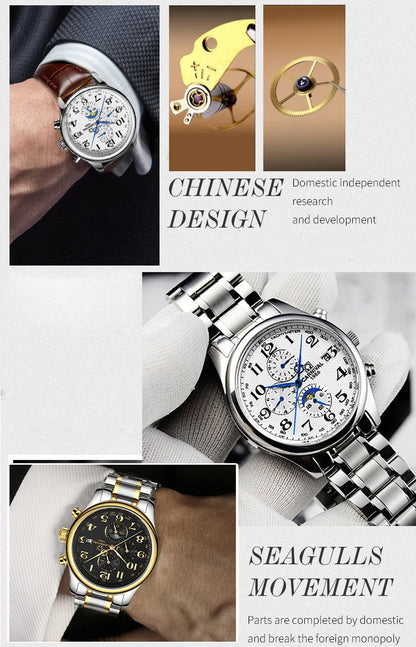 Reloj mecánico automático para hombre en acero inoxidable Case Shape: Redondo Case