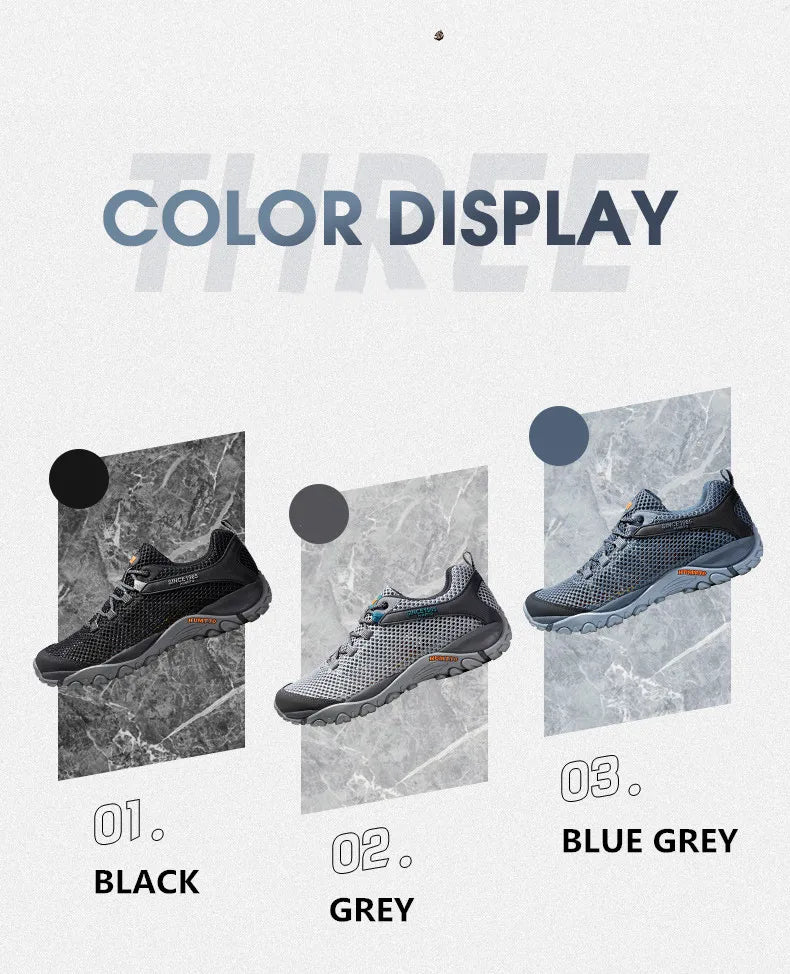HUMTTO New Summer Hiking Sneakers Shoes for Men Breathable Outdoor Trekking Sport Mens Shoes Climbing Hunting Walking Man Shoes