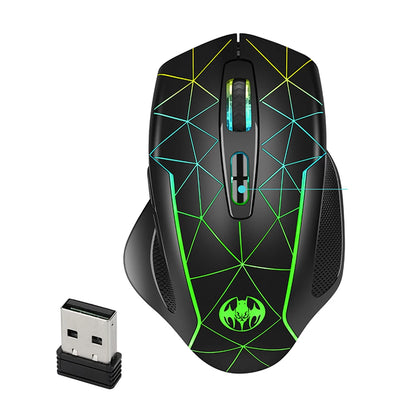 Mouse gaming wireless ricaricabile 2.4G, mouse ergonomico USB per computer con retroilluminazione RGB, per laptop e PC