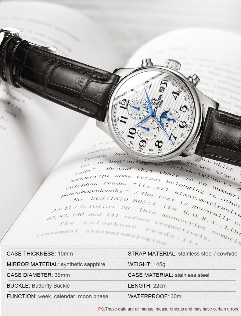 Reloj mecánico automático para hombre en acero inoxidable Case Shape: Redondo Case