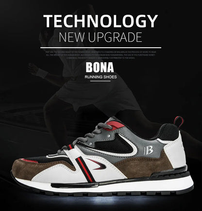 BONA New Designers Action Leather Sport Shoes Man Sneakers Running Shoes Men Tennis Male Walking Footwear Trendy Fitness