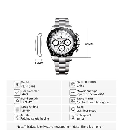 2026 New PAGANI DESIGN Brand Luxury Quartz Watch Sapphire Waterproof Luminous Men watch Japan VK63 Movt All Steel Chronograph