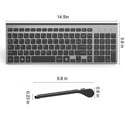 French Wireless Keyboard Ultra Slim 2.4G Silent Compact Energy Saving AZERTY Layout Keyboard Set for Windows PC Laptop