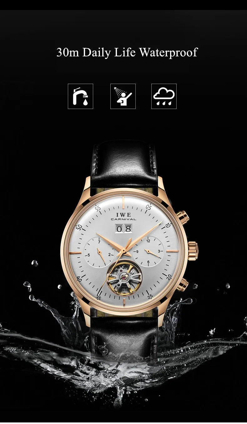 Montre CARNIVAL Mechanical Dress Watches for Men Brands Luxury Sapphire Automatic Wristwatches Mens Waterproof 2025 Reloj Hombre