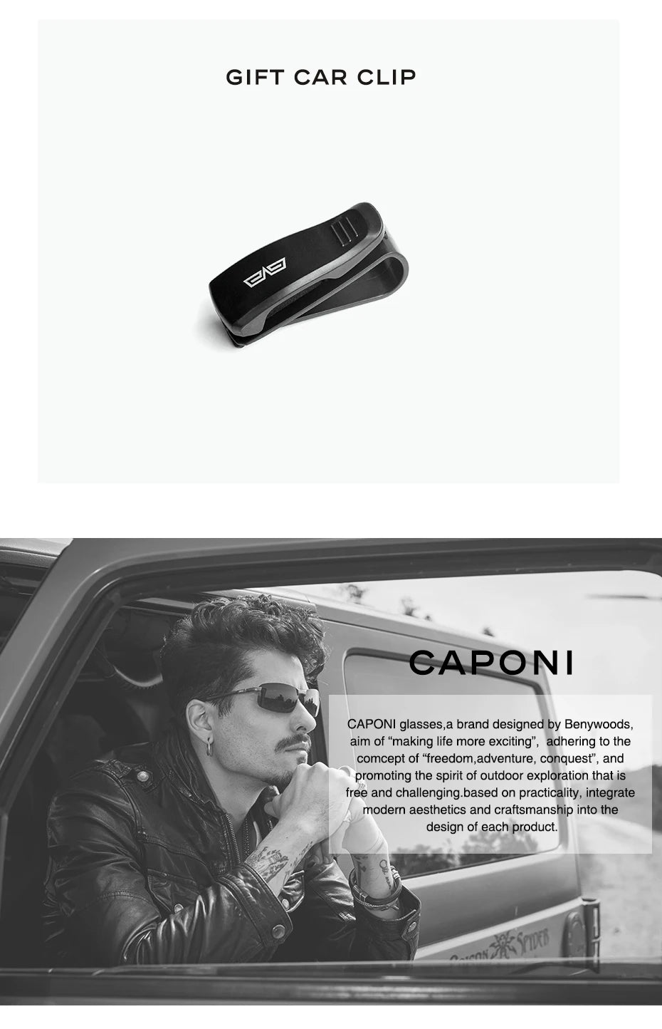 CAPONI Polarized Men Sunglasses Outdoor Sport Fishing Sun Glasses Square Anti-Oil and Water Blue HD Lenses Black Shades CP36505