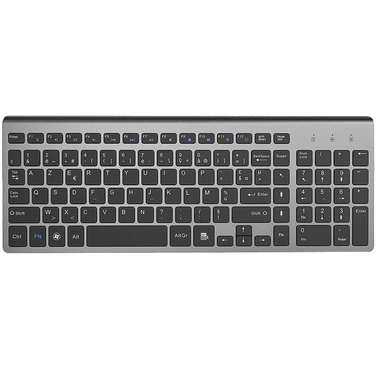 French Wireless Keyboard Ultra Slim 2.4G Silent Compact Energy Saving AZERTY Layout Keyboard Set for Windows PC Laptop