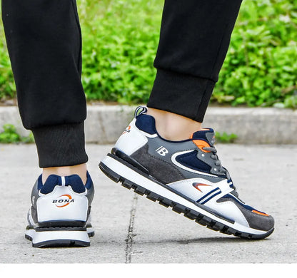 BONA New Designers Action Leather Sport Shoes Man Sneakers Running Shoes Men Tennis Male Walking Footwear Trendy Fitness