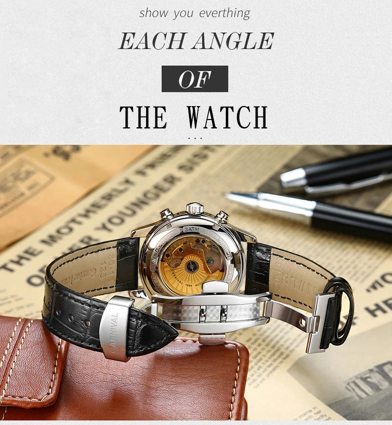 Reloj mecánico automático para hombre en acero inoxidable Case Shape: Redondo Case