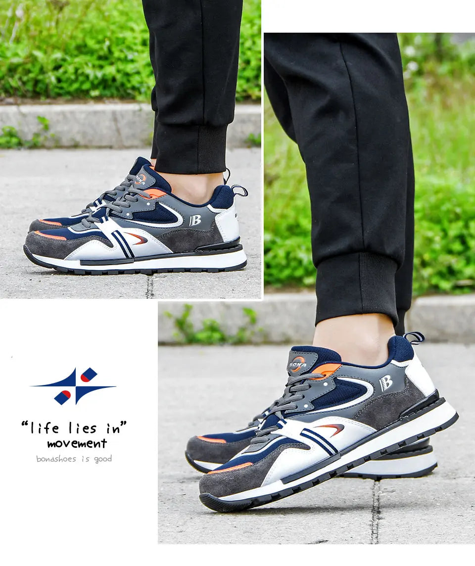 BONA New Designers Action Leather Sport Shoes Man Sneakers Running Shoes Men Tennis Male Walking Footwear Trendy Fitness