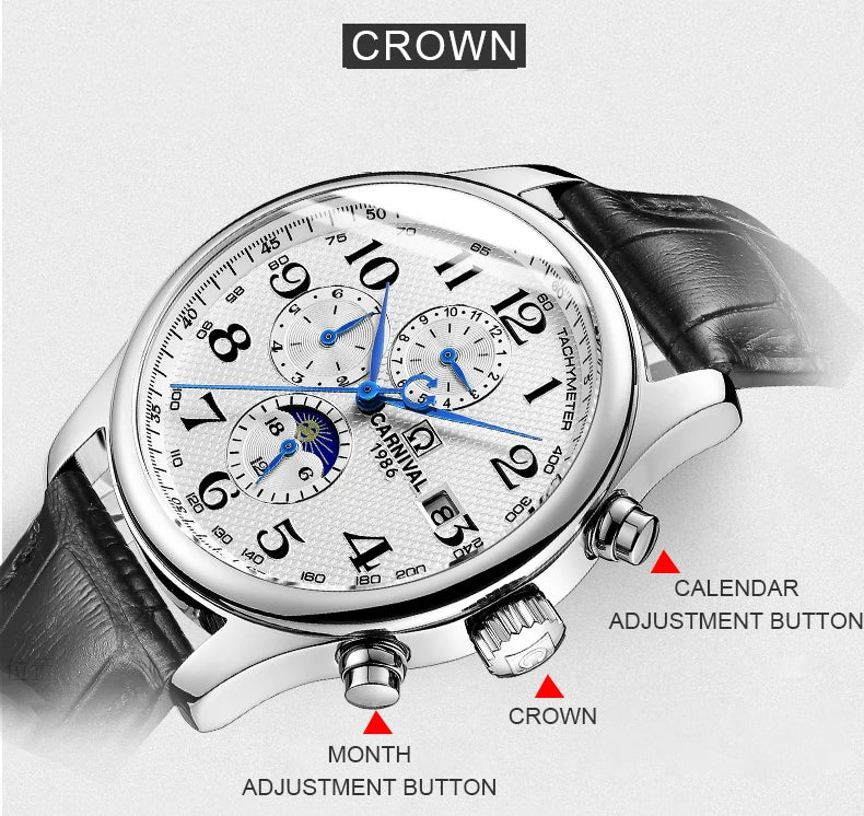 Reloj mecánico automático para hombre en acero inoxidable Case Shape: Redondo Case