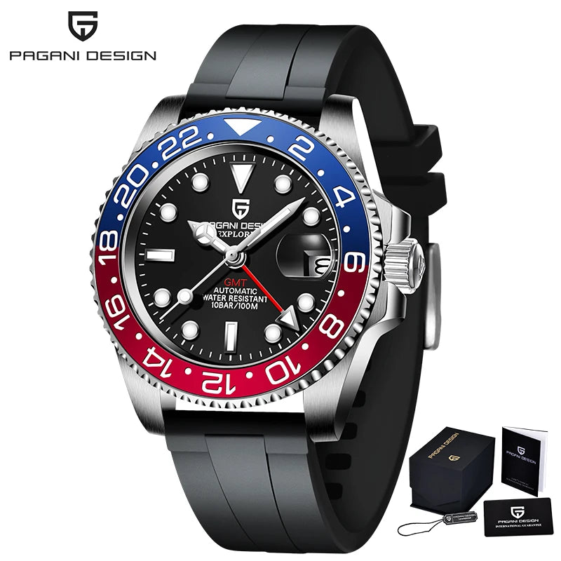 PAGANI DESIGN Men Automatic Watches Sapphire Glass 40mm Ceramic GMT Mechanical Wristwatch Top Brand Sports Waterproof Men Watch