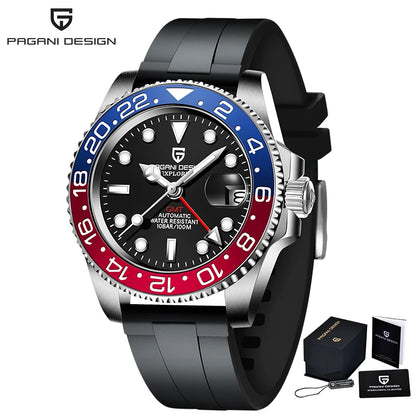 PAGANI DESIGN Men Automatic Watches Sapphire Glass 40mm Ceramic GMT Mechanical Wristwatch Top Brand Sports Waterproof Men Watch