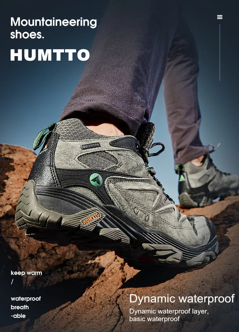 HUMTTO Waterproof Sneakers for Men Hiking Shoes Leather Trekking Boots Women Camping Hunting Mens Mountain Tactical Ankle Boots