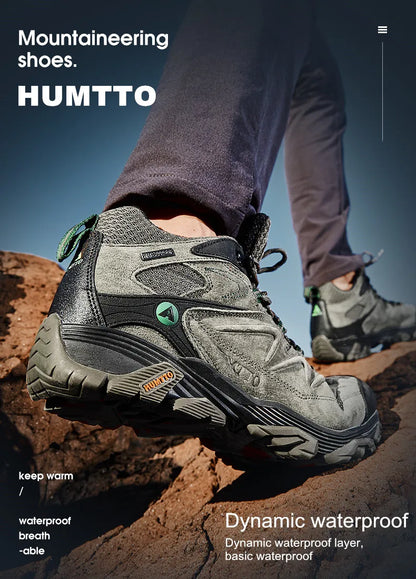 HUMTTO Waterproof Sneakers for Men Hiking Shoes Leather Trekking Boots Women Camping Hunting Mens Mountain Tactical Ankle Boots