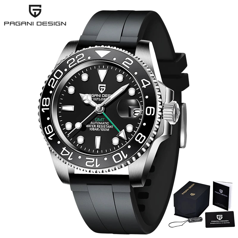 PAGANI DESIGN Men Automatic Watches Sapphire Glass 40mm Ceramic GMT Mechanical Wristwatch Top Brand Sports Waterproof Men Watch