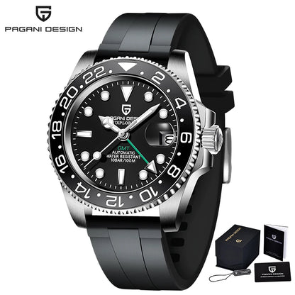 PAGANI DESIGN Men Automatic Watches Sapphire Glass 40mm Ceramic GMT Mechanical Wristwatch Top Brand Sports Waterproof Men Watch