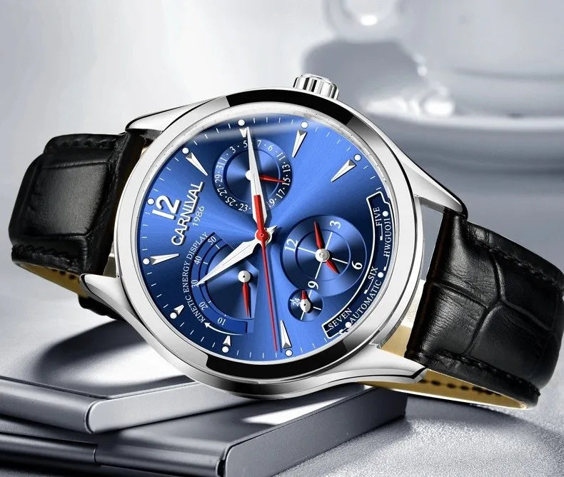 CARNIVAL New Dual Time Zone Watches for Men Automatic Multifunction Men Mechanical Wristwatches Sapphire Calendar Watch for Men