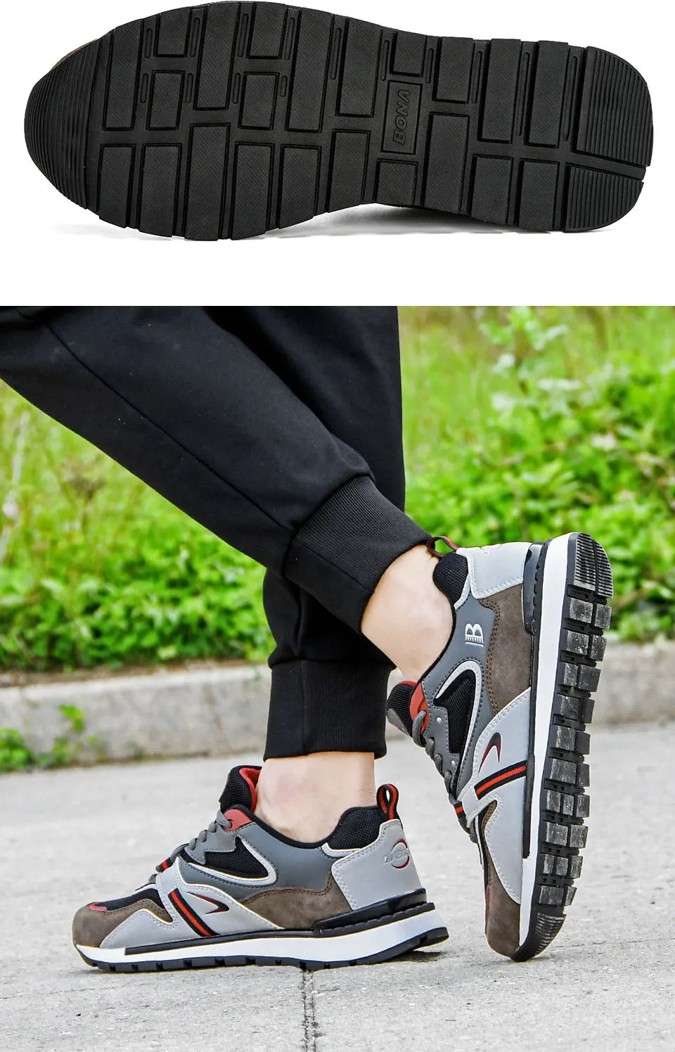 BONA New Designers Action Leather Sport Shoes Man Sneakers Running Shoes Men Tennis Male Walking Footwear Trendy Fitness