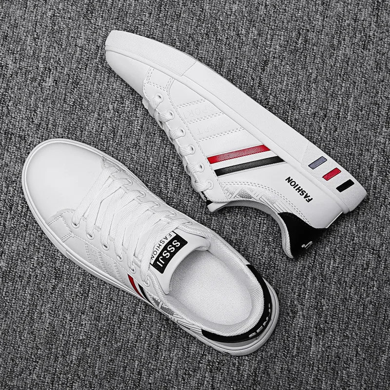 Men's Casual Sneakers Skateboarding Shoes PU Flats Shoes Students Outdoor Sneakers Street Shoes Lace Walking Shoes Plus Size 48