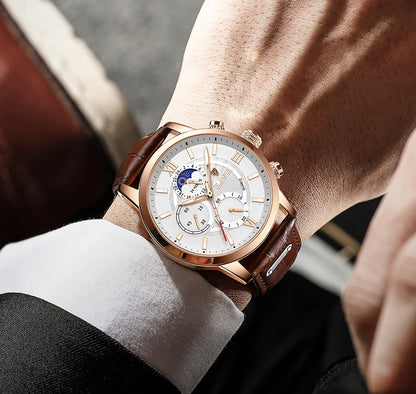 2025 New Mens Watches LIGE Top Brand Luxury Leather Casual Quartz Watch Men's Sport Waterproof Clock Watch Relogio Masculino+Box