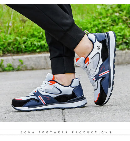 BONA New Designers Action Leather Sport Shoes Man Sneakers Running Shoes Men Tennis Male Walking Footwear Trendy Fitness