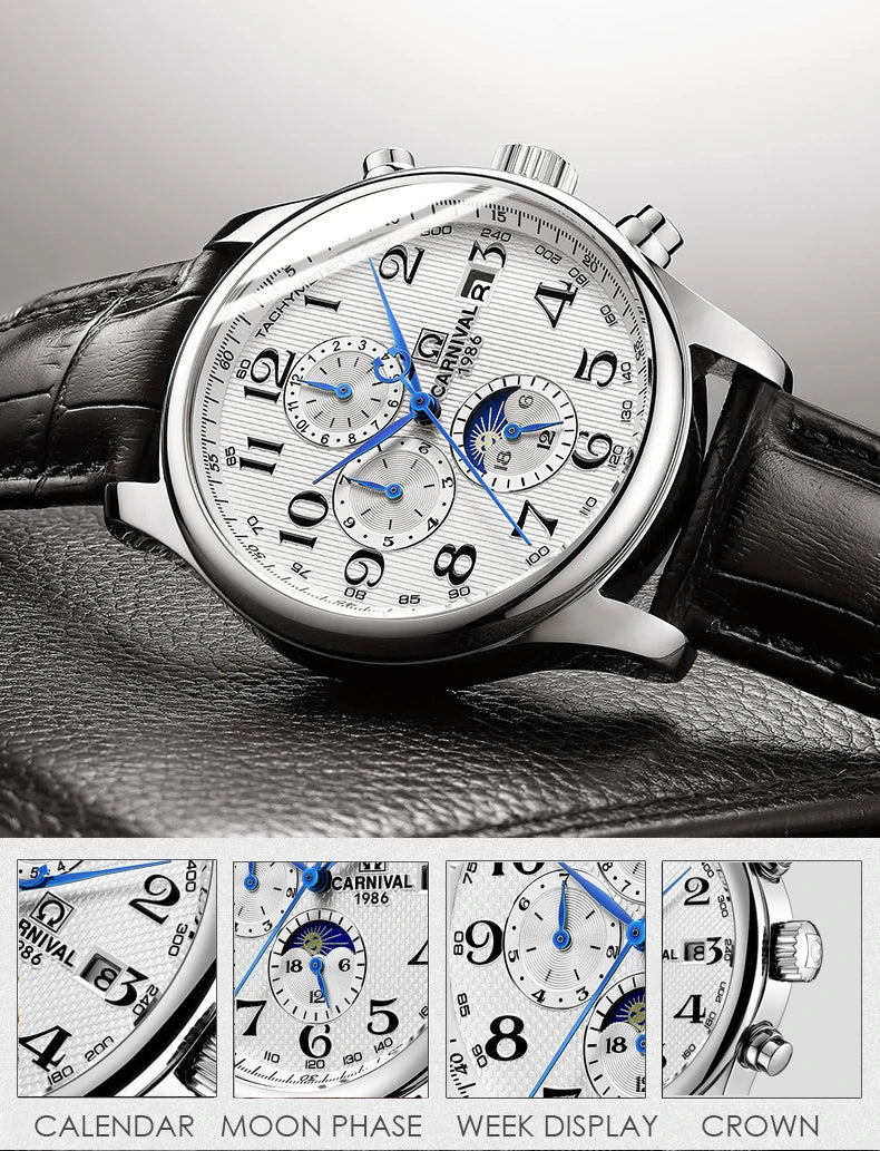 Reloj mecánico automático para hombre en acero inoxidable Case Shape: Redondo Case