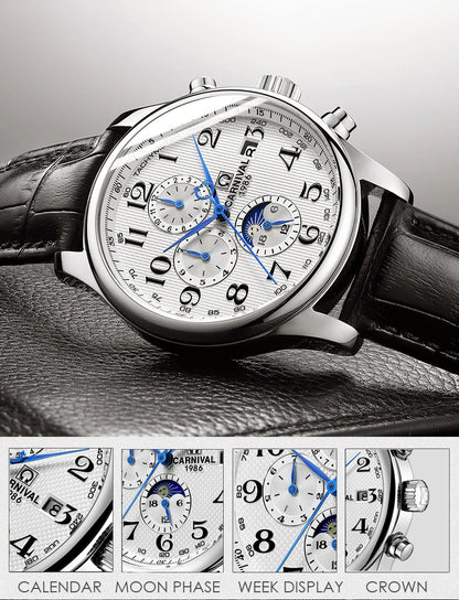 Reloj mecánico automático para hombre en acero inoxidable Case Shape: Redondo Case