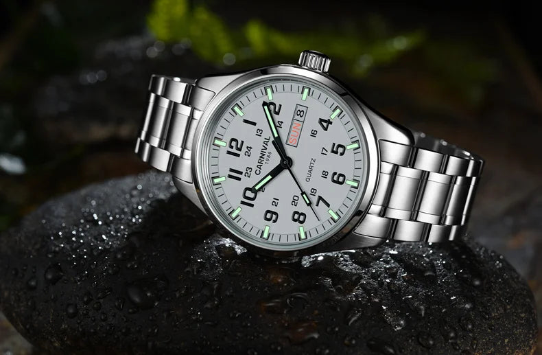 Switzerland Carnival Quartz Watch men 316 Stainless Steel Waterproof Calendar Luminous Military men Watches Reloj Hombre Montre