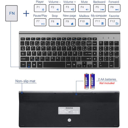 French Wireless Keyboard Ultra Slim 2.4G Silent Compact Energy Saving AZERTY Layout Keyboard Set for Windows PC Laptop