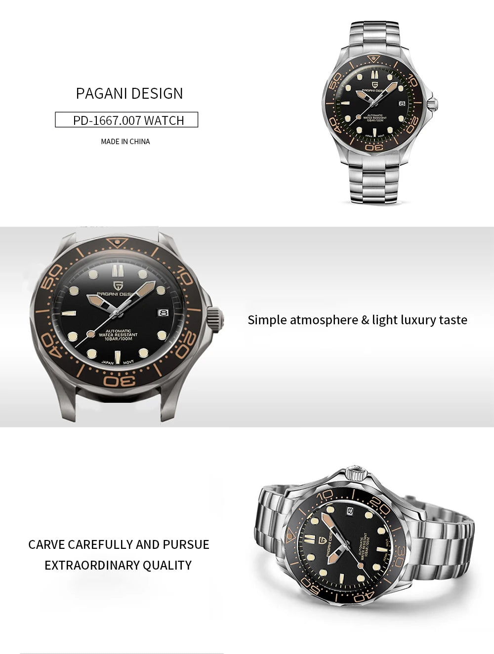 PAGANI DESIGN Men Watches 2026 New 007 Retro Luxury Automatic Watch For Men Mechanical Wristwatch Men Stainless steel Waterproof