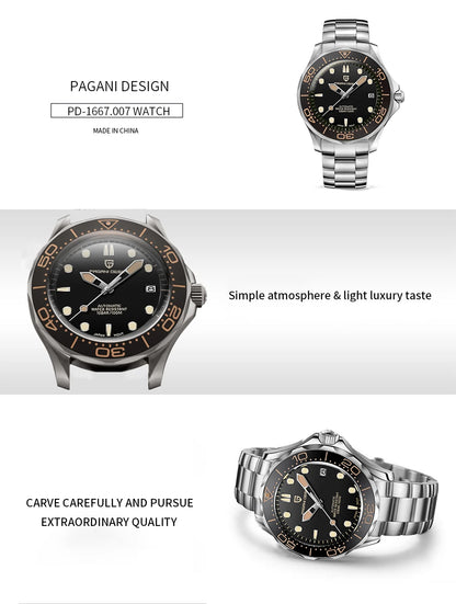 PAGANI DESIGN Men Watches 2026 New 007 Retro Luxury Automatic Watch For Men Mechanical Wristwatch Men Stainless steel Waterproof