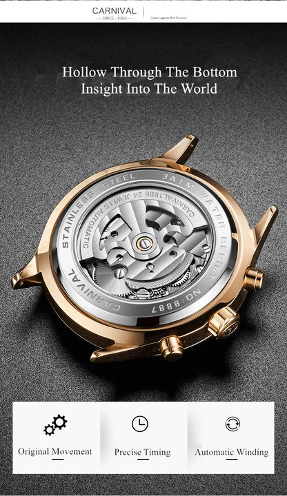 Montre CARNIVAL Mechanical Dress Watches for Men Brands Luxury Sapphire Automatic Wristwatches Mens Waterproof 2025 Reloj Hombre