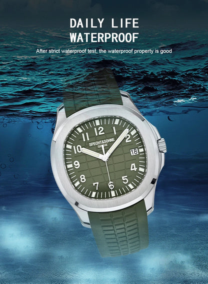 Specht&Sohne Brand Automatic Mechanical Watches Sports Wristwatches Green Sapphire Luminous 50M Waterproof  Relogio Masculino
