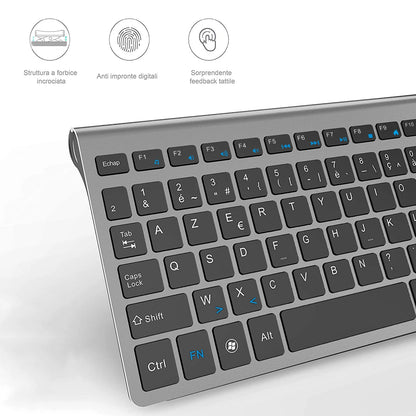 French Wireless Keyboard Ultra Slim 2.4G Silent Compact Energy Saving AZERTY Layout Keyboard Set for Windows PC Laptop