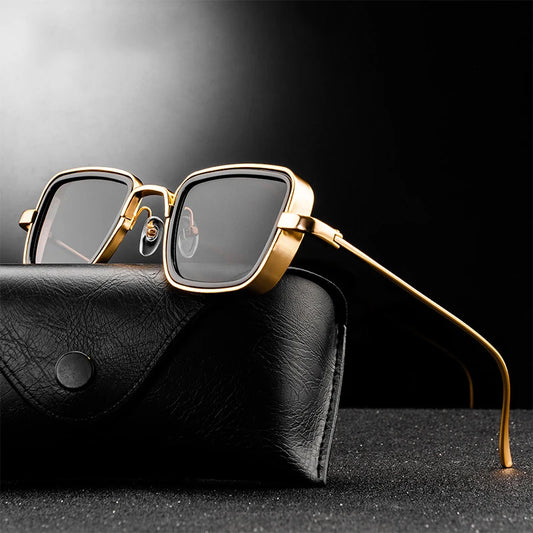 Vintage Steampunk Sunglasses Men Retro Metal Square Eyewear Trendy Brand Sun Glasses Shades For Women Men Sunglasses