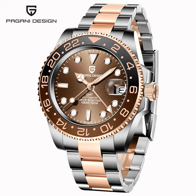 PAGANI DESIGN Men Automatic Watches Sapphire Glass 40mm Ceramic GMT Mechanical Wristwatch Top Brand Sports Waterproof Men Watch