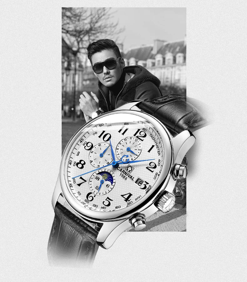 Reloj mecánico automático para hombre en acero inoxidable Case Shape: Redondo Case