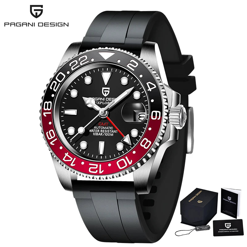 PAGANI DESIGN Men Automatic Watches Sapphire Glass 40mm Ceramic GMT Mechanical Wristwatch Top Brand Sports Waterproof Men Watch