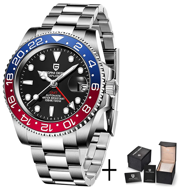 PAGANI DESIGN Men Automatic Watches Sapphire Glass 40mm Ceramic GMT Mechanical Wristwatch Top Brand Sports Waterproof Men Watch