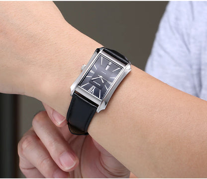 BERNY Watch for Men Rectangle Japan Quartz Wristwatch Waterproof Business Rectangular Dress Male Clock Top Genuine Leather Strap