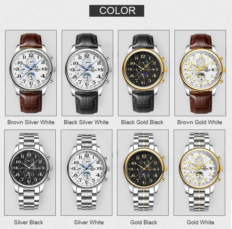 Reloj mecánico automático para hombre en acero inoxidable Case Shape: Redondo Case