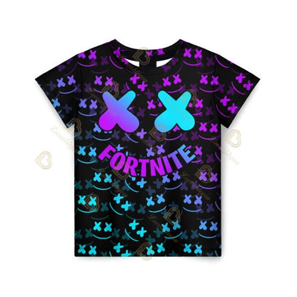 T-shirt Infantil Unissexo com Impressão 3D da Mascote Fortnite, Moda de Verão, Casual para Meninos e Meninas, Roupa Infantil, Tops T-shirt